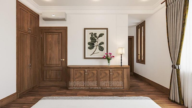 Kệ decor bằng gỗ tự nhiên mang đến sự khác biệt và ấm cúng hơn cho không gian phòng ngủ nhà bạn.
