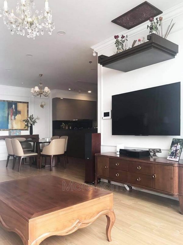 Morehome thi công hoàn thiện nội thất đồ gỗ cho phòng khách chung cư Vinhomes Gardenia Mỹ Đình Hà Nội