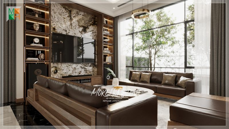 Ngỡ ngàng và ấn tượng bởi thiết kế phòng khách đặc biệt của biệt thự sang trọng, hiện đại và đẹp mắt, mang lại sự độc đáo cho không gian sống của gia đình.